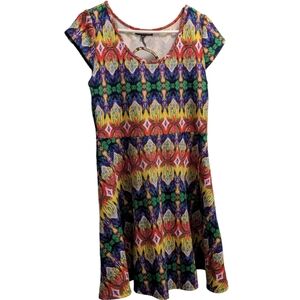 What's Hot Multicolor Pattern Midi Dress XL